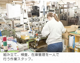 三木プーリの品質向上への取り組み 屋台制（製品を一人の作業者が最後まで責任を持って組立・検査まで行う生産方式のイメージ）