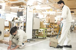 三木プーリの品質向上への取り組み 5Sの徹底（整理・整頓・清掃・清潔・しつけを徹底し作業環境の改善と品質向上を図る活動のイメージ）
